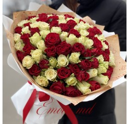 Bouquet of White-Red Roses