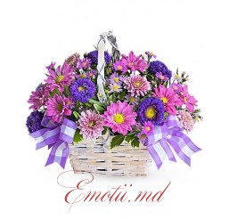 Assorted Chrysanthemums in Basket