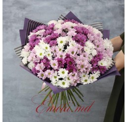 27 Crizanteme Albe/Roz Pal in Buchet