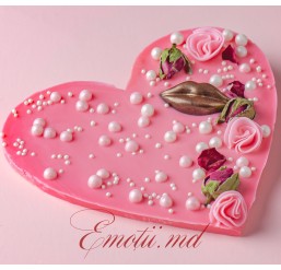 Figurina din Ciocolata "INIMA ROZ" 50 gr la Comanda